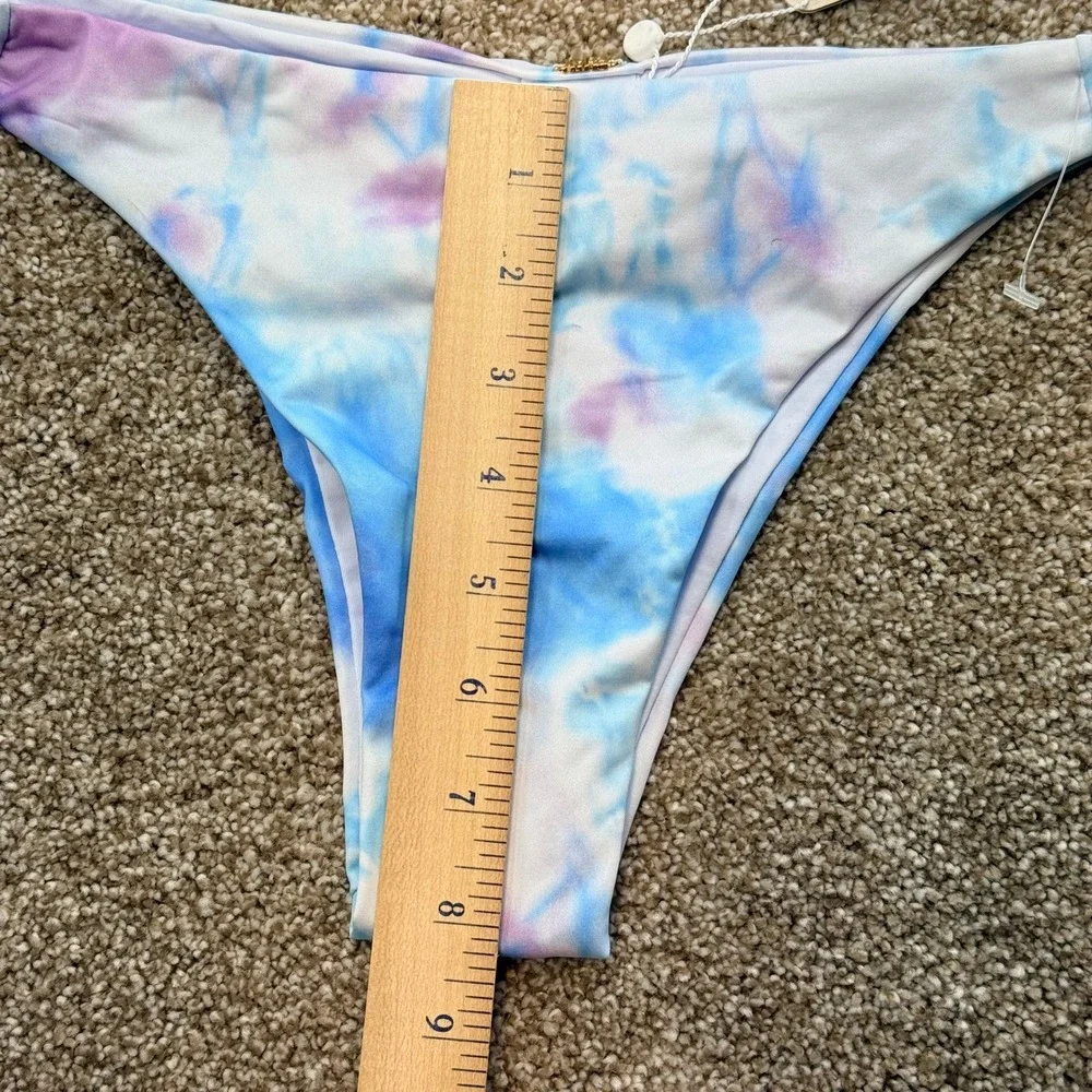 PHAX Swimwear Women Azul Tie Dye Latin Bikini Bottom Blue Purple Medium NEW Swim